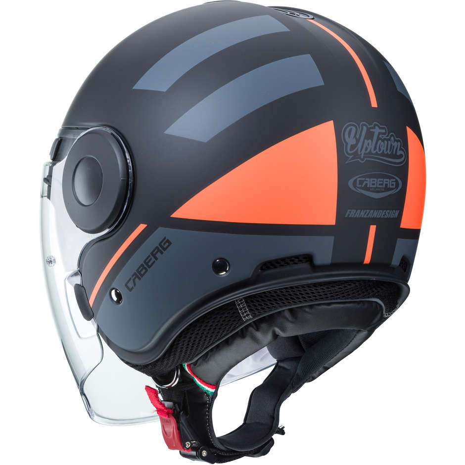 Motorcycle Helmet Jet Caberg UPTOWN LOFT Matt Black Anthracite Orange Fluo