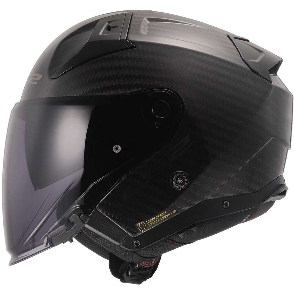 Motorcycle Helmet Jet Carbon Ls2 OF603 INFINITY 2 CARBON Solid Glossy Carbon