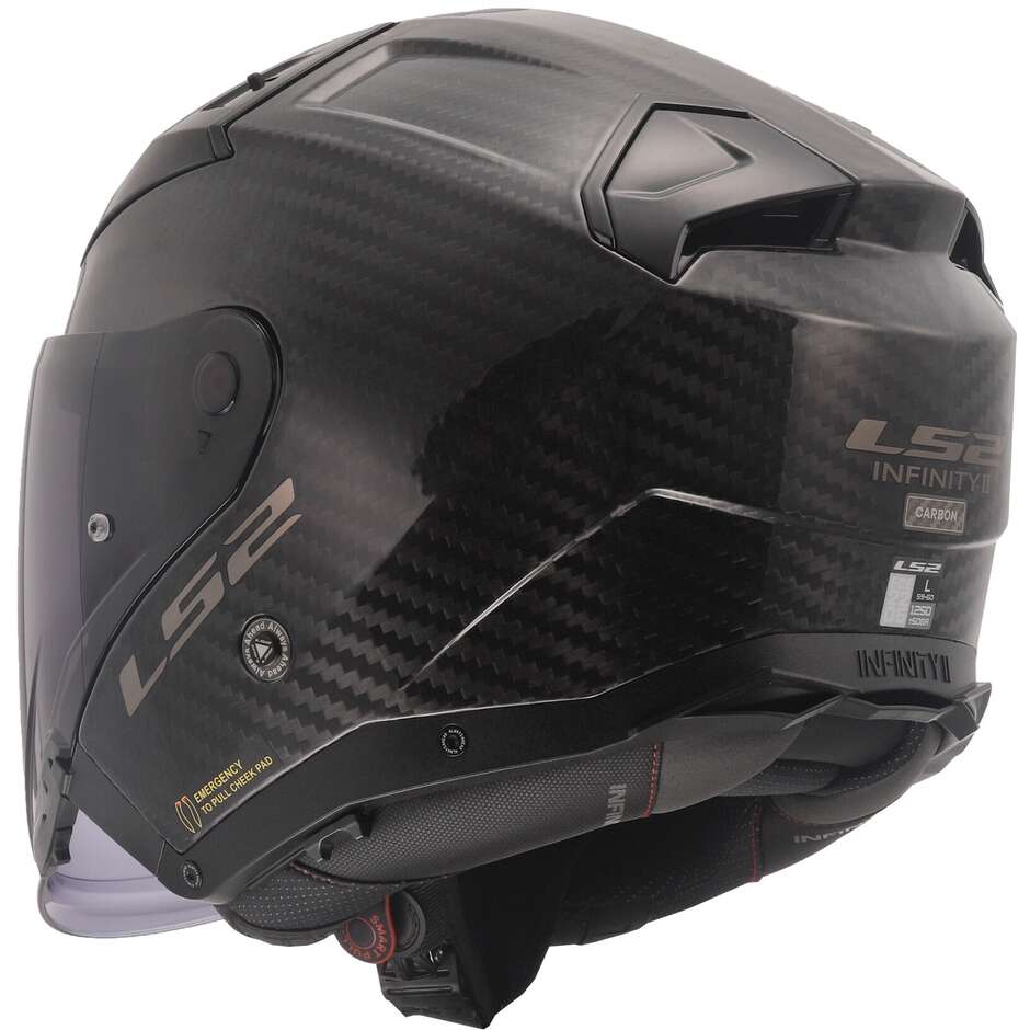Motorcycle Helmet Jet Carbon Ls2 OF603 INFINITY 2 CARBON Solid Glossy Carbon