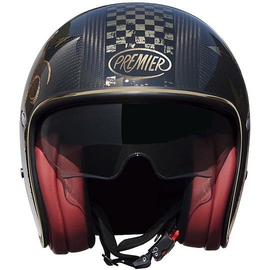 Motorcycle Helmet Jet Carbon Premier 2017 Vintage Carbon NX Gold Chromed