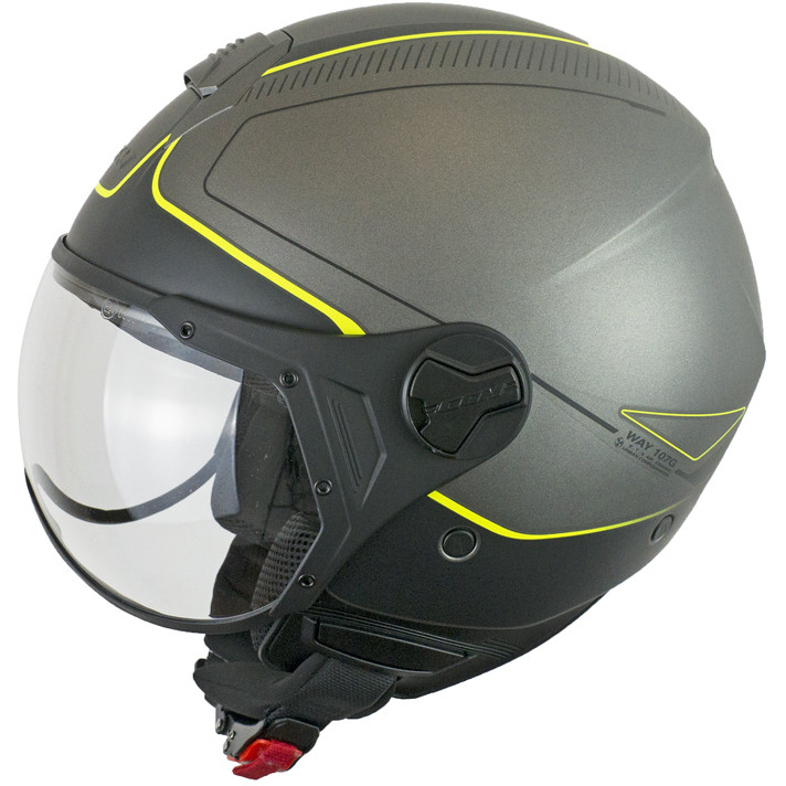 Motorcycle Helmet Jet CGM 107G FLORENCE Way Anthracite Yellow Fluo Satin Shaped Visor