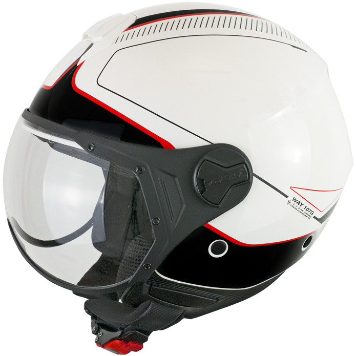 Motorcycle Helmet Jet CGM 107G FLORENCE Way White Red Shaped Visor