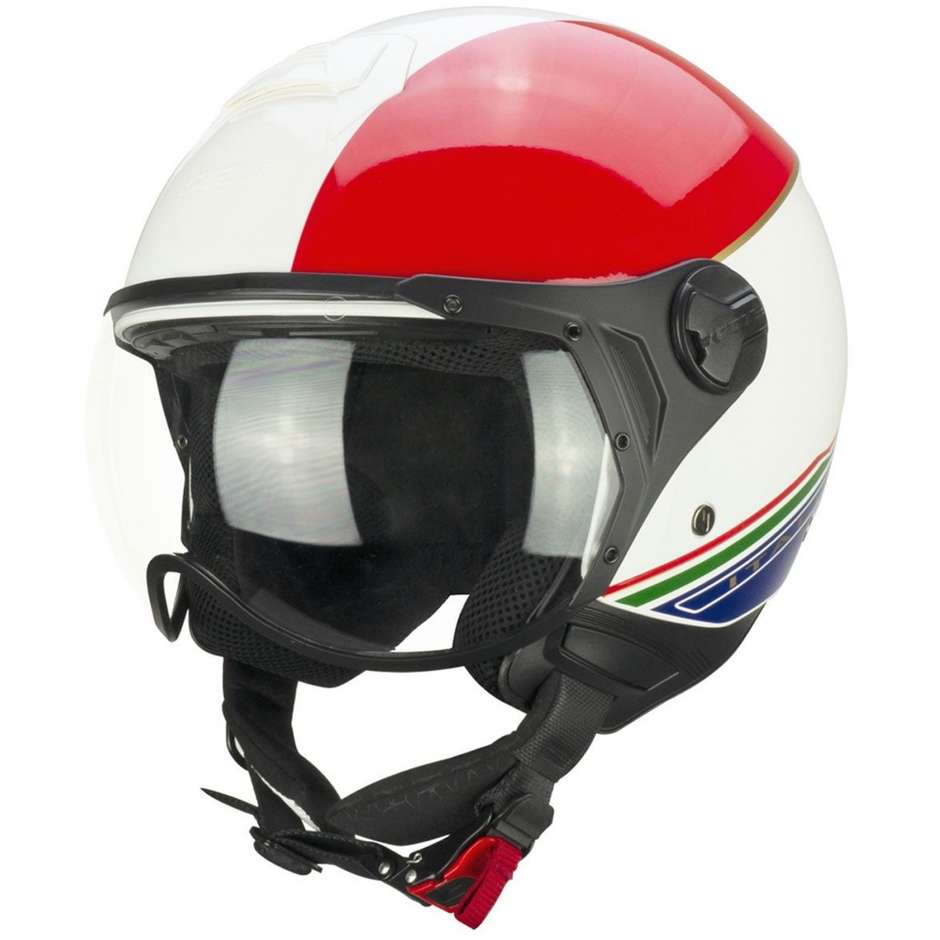 Motorcycle Helmet Jet CGM 107i FLORENCE ITALIA White Red Shaped Visor
