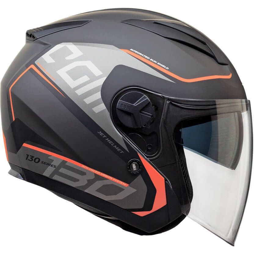 Motorcycle Helmet Jet CGM 130s APACHE Gray Orange Opaque