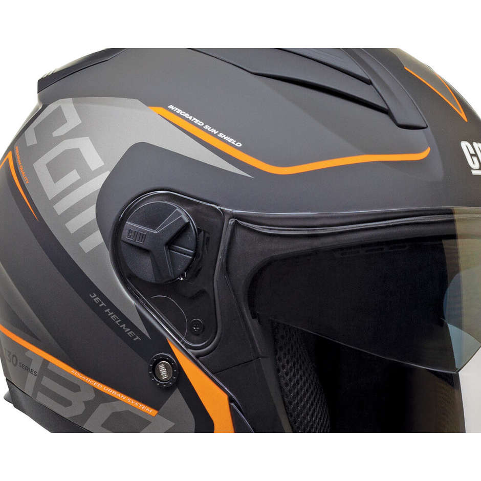 Motorcycle Helmet Jet CGM 130s APACHE Gray Orange Opaque