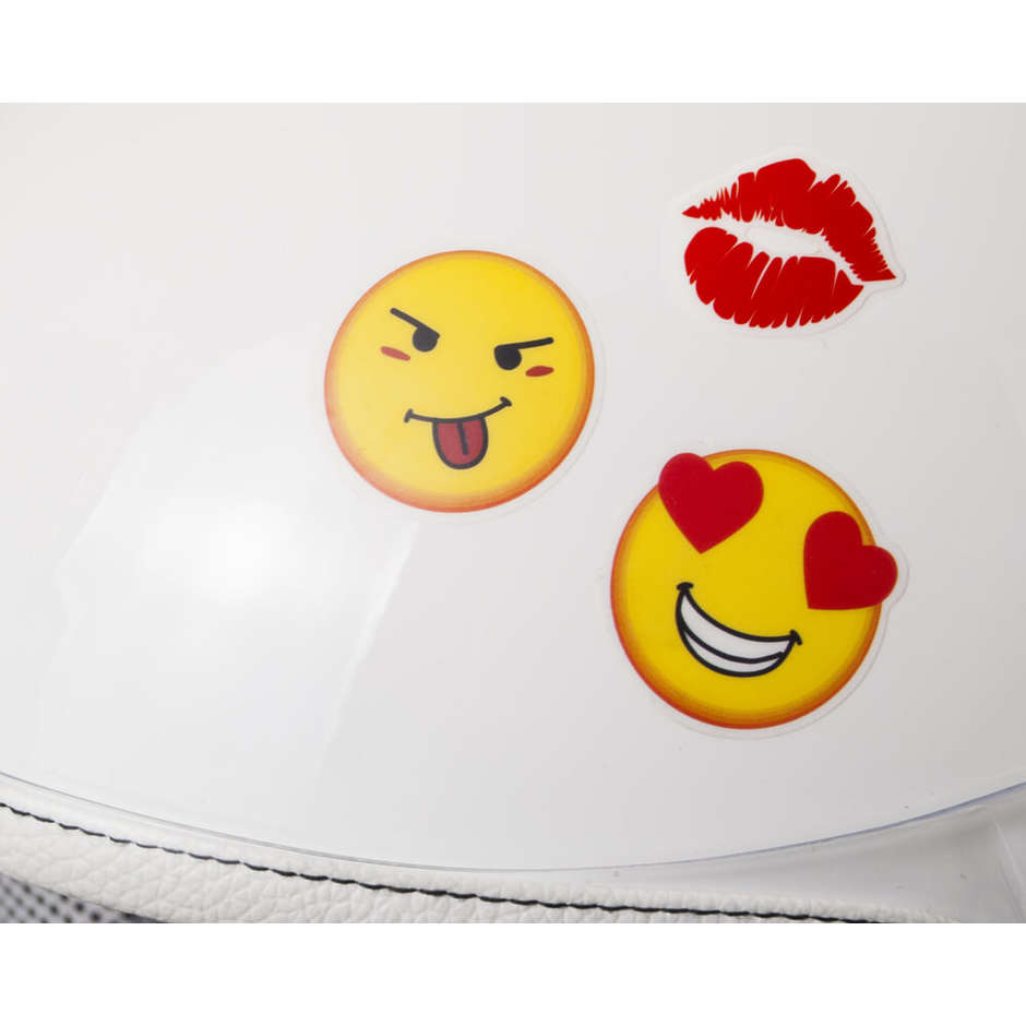 Motorcycle Helmet Jet CGM 204S Cuba Smile White With Stickers