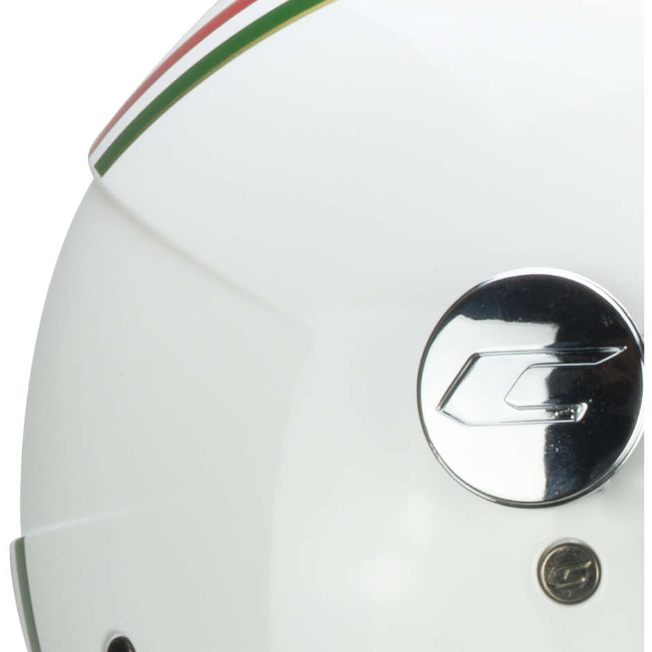 Motorcycle Helmet Jet CGM GLOBO Italy White Green Red Shaped Visor
