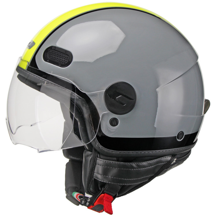Motorcycle Helmet Jet CGM GLOBO Sport Gray Yellow Fluo Shaped Visor