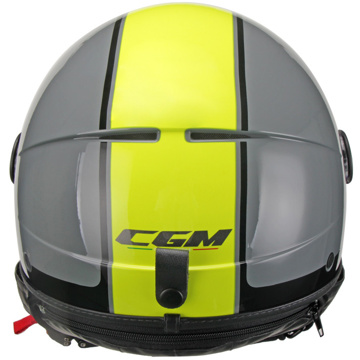 Motorcycle Helmet Jet CGM GLOBO Sport Gray Yellow Fluo Shaped Visor