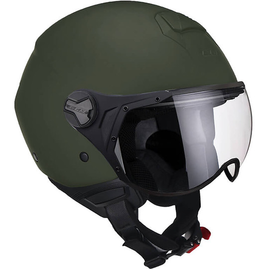 Motorcycle Helmet Jet CGM Model 107a FLORENCE MONO Visor Shaped Matt Green