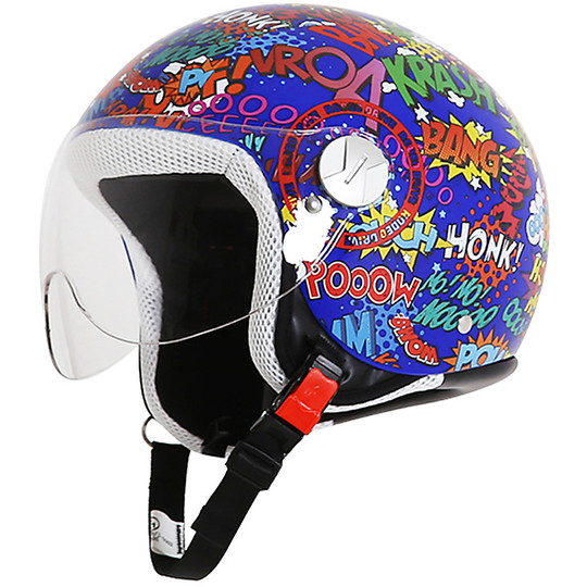 Motorcycle Helmet Jet Child Rodeo Drive RD109 Kids Multi Splash Blue