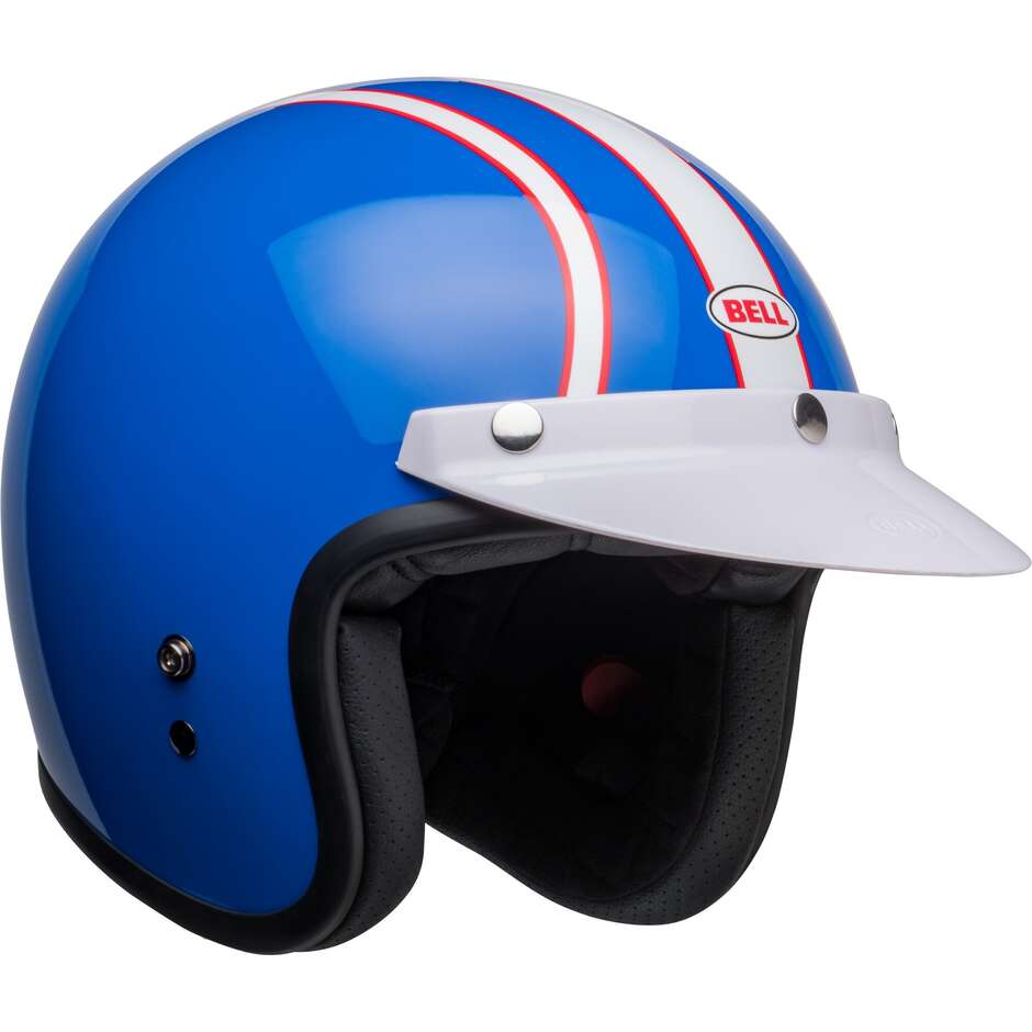 Motorcycle Helmet Jet Custom Bell CUSTOM 500 SIX DAY STEVE MCQUEEN Blue White