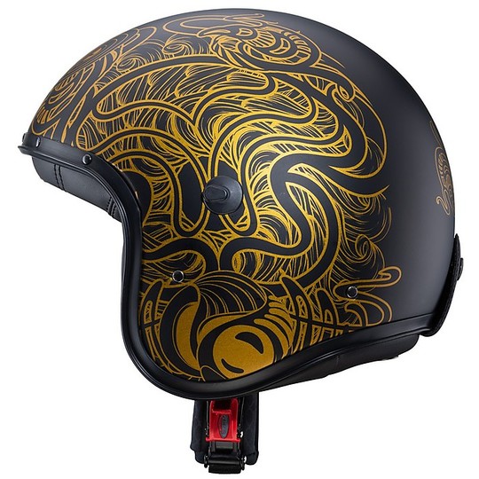 Motorcycle Helmet Jet Custom Caberg FREERIDE MAORI Matt Black Gold