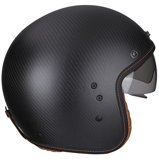 Motorcycle Helmet Jet Custom Carbon Scorpion BELFAST Carbon Matt Black