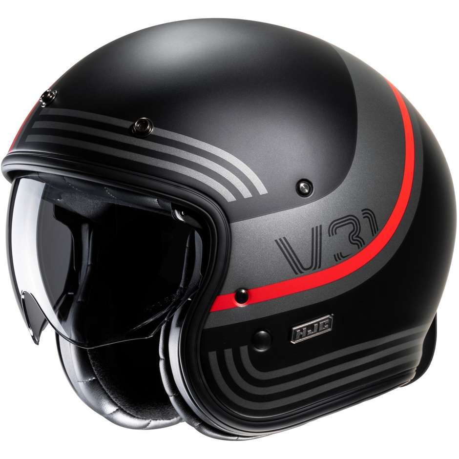 Motorcycle Helmet Jet Custom Hjc V31 BYRON MC1SF Black Gray Red Matt