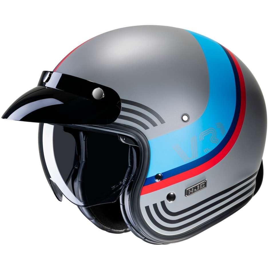Motorcycle Helmet Jet Custom Hjc V31 BYRON MC21SF Matt Gray Red Blue