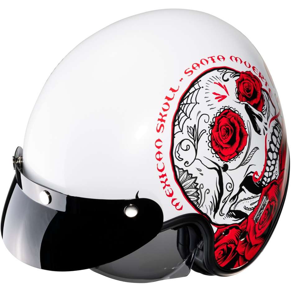 Motorcycle Helmet Jet Custom Hjc V31 DESTO MC1 White Red