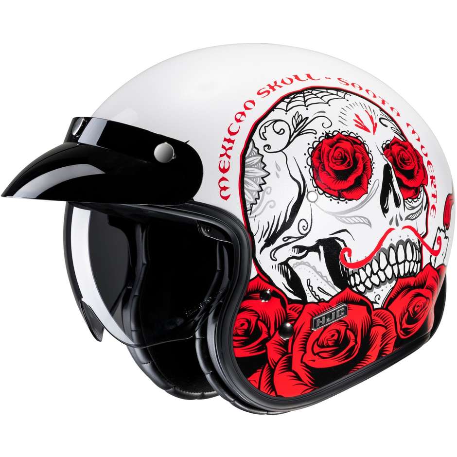 Motorcycle Helmet Jet Custom Hjc V31 DESTO MC1 White Red