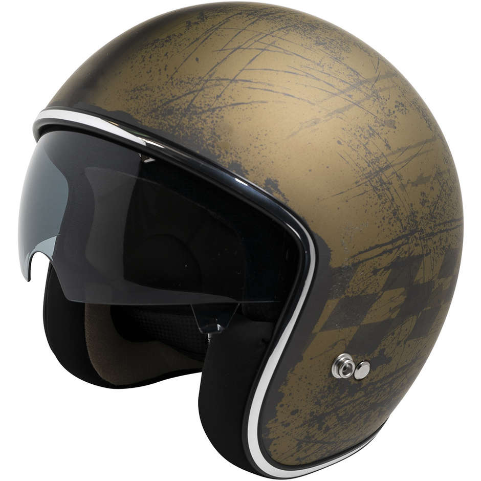Motorcycle Helmet Jet Custom Ixs 77 2.5 Matt Gold Black