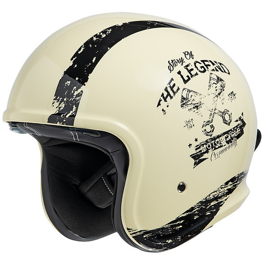 Motorcycle Helmet Jet Custom iXS 880 2.0 Ivory Matt Black