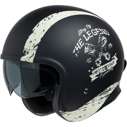 Motorcycle Helmet Jet Custom iXS 880 2.0 Matte Black Ivory