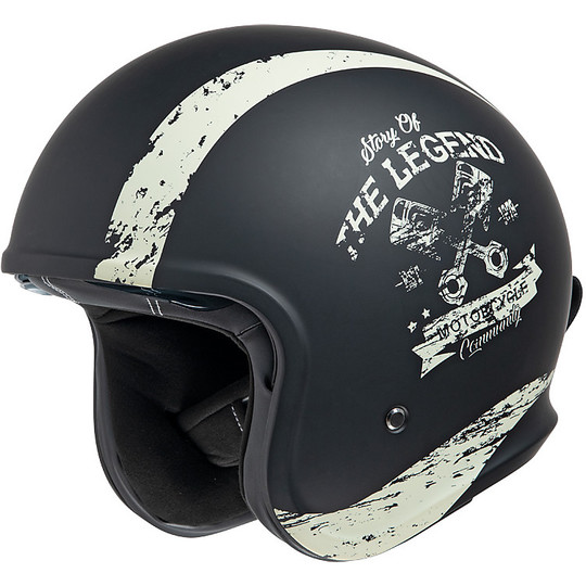 Motorcycle Helmet Jet Custom iXS 880 2.0 Matte Black Ivory
