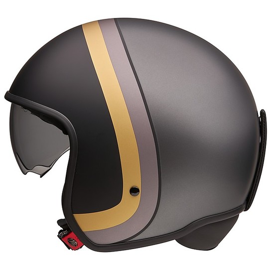 Motorcycle Helmet Jet Custom Momo Design ZERO PURE Vintage Anthracite Gold Gray