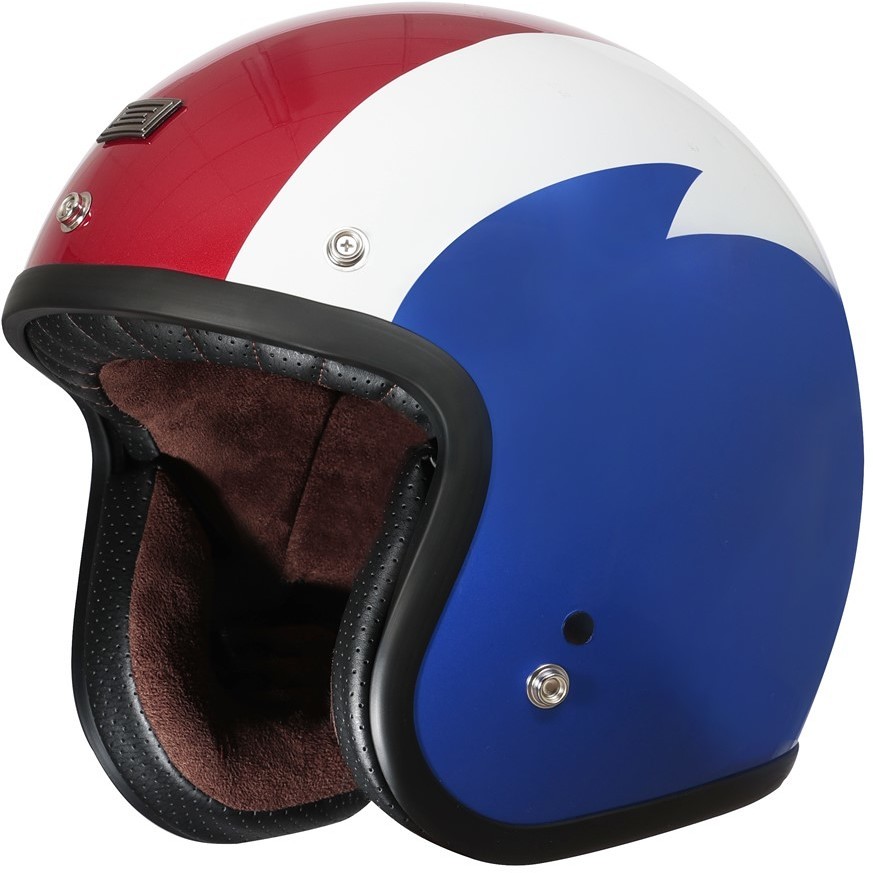 Motorcycle Helmet Jet Custom Origin FIRST VOLTAGE White Red Blue Glossy