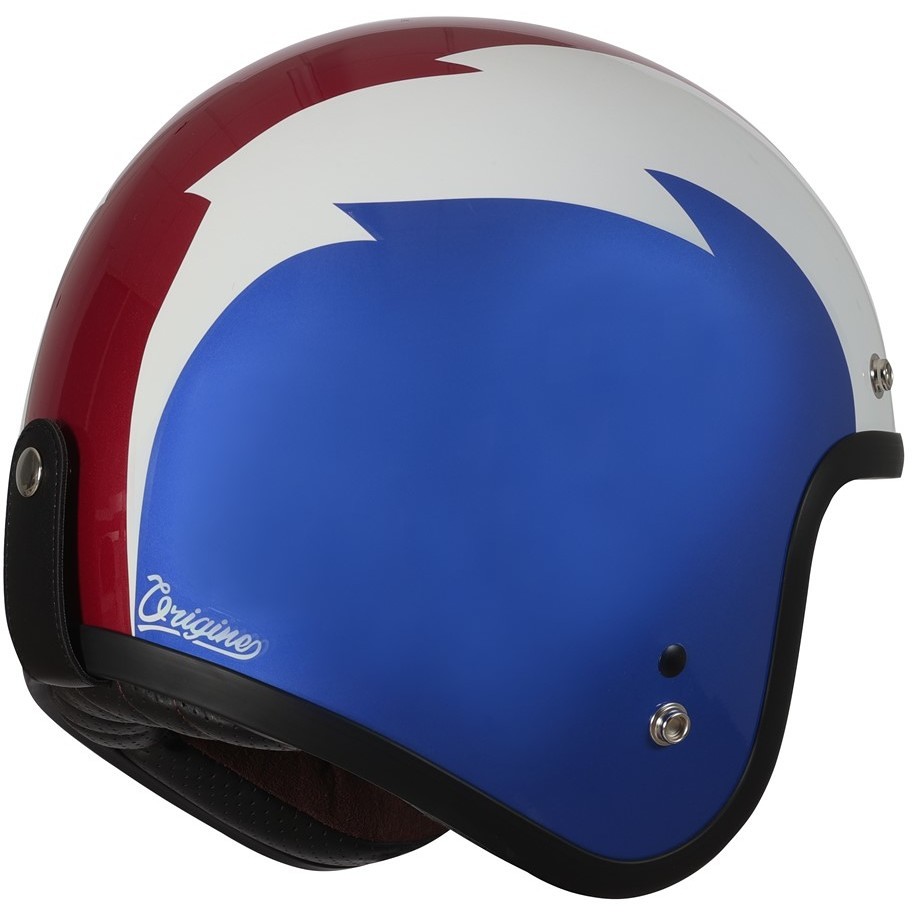 Motorcycle Helmet Jet Custom Origin FIRST VOLTAGE White Red Blue Glossy