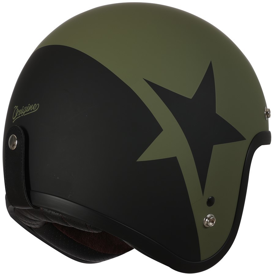 Motorcycle Helmet Jet Custom Origin PRIMO STAR Black Army Green Opaque