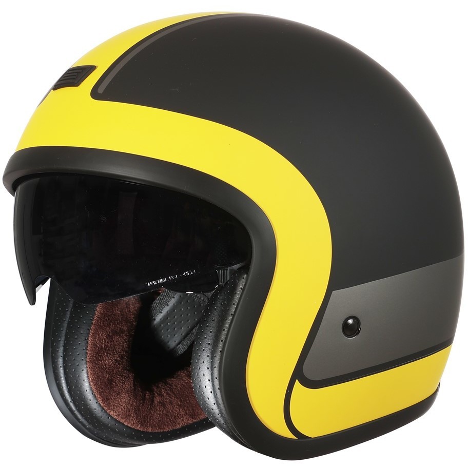 Motorcycle Helmet Jet Custom Origin SPRINT RECORD Yellow Matt Black