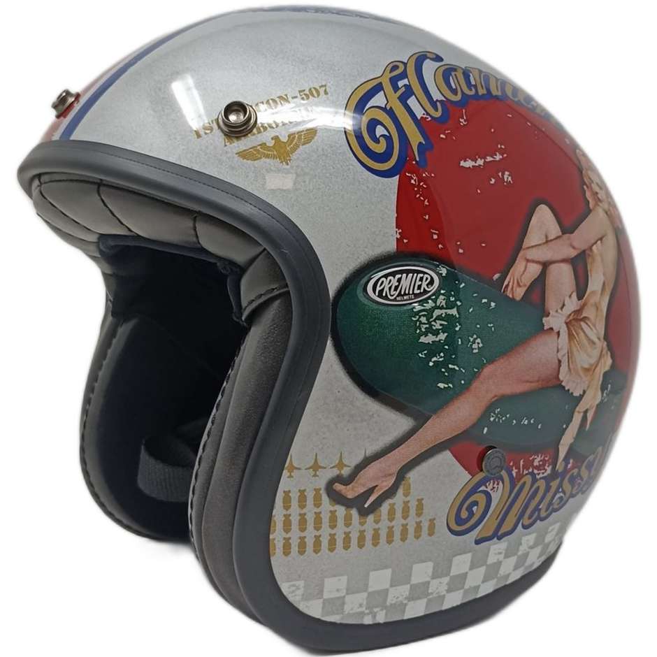 Motorcycle Helmet Jet Custom Premier LE PETIT CLASSIC Old Style Sivler