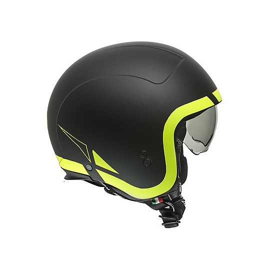 Motorcycle Helmet Jet Custom Premier ROCKER LNY 9 BM Matte Black Yellow FLuo
