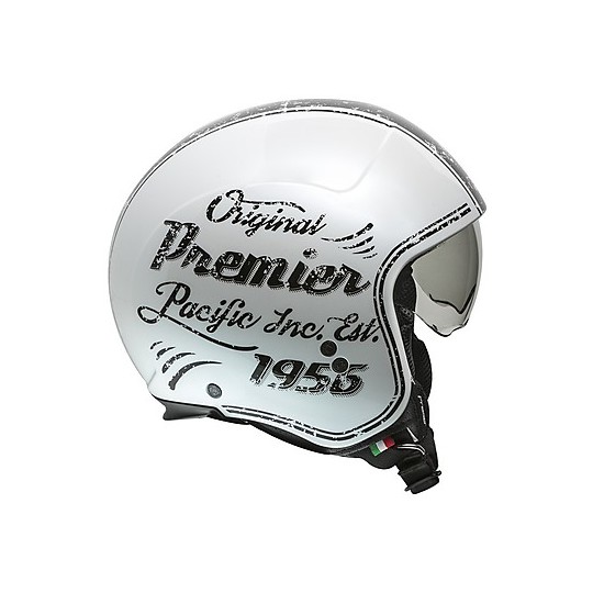 Motorcycle Helmet Jet Custom Premier ROCKER OR 8 White Gloss Black