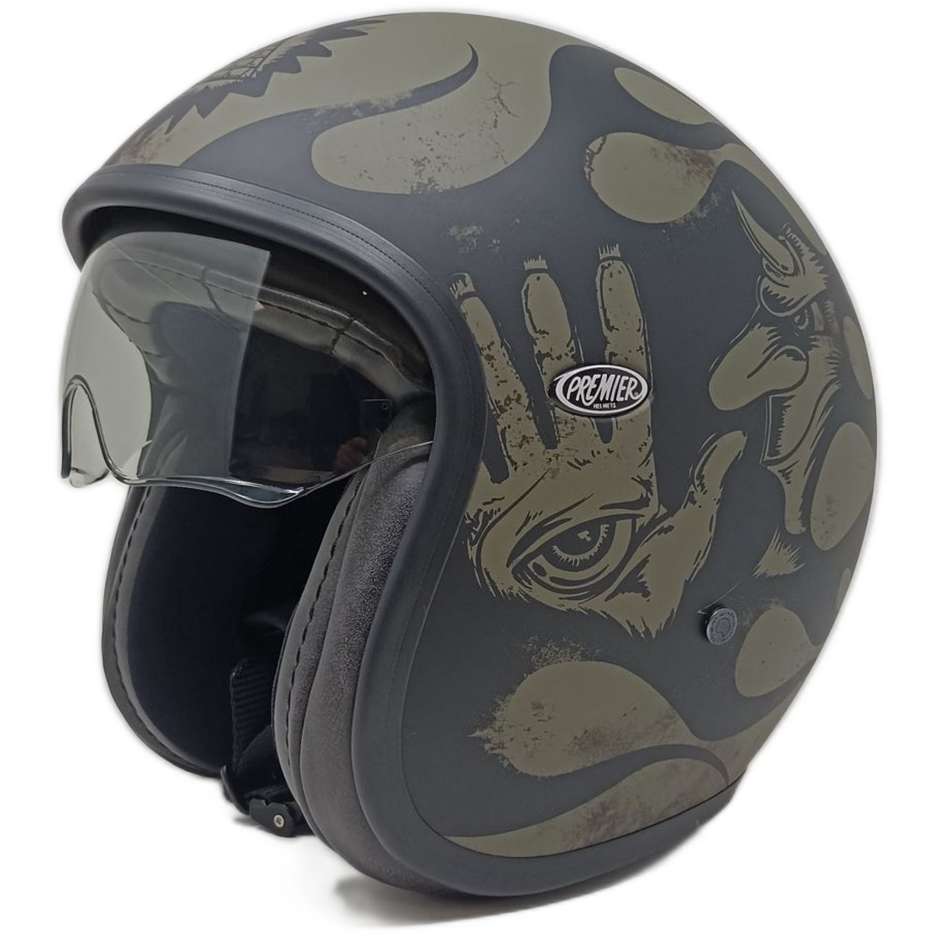 Motorcycle Helmet Jet Custom Premier VINTAGE BD Military BM