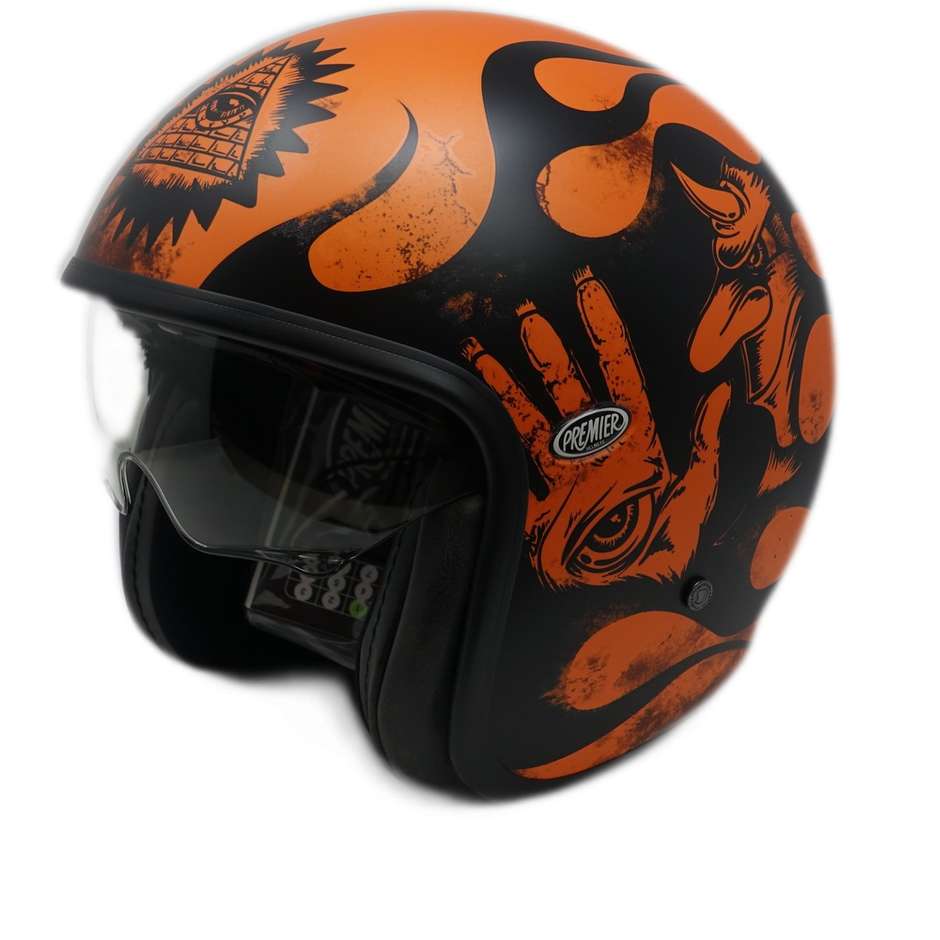 Motorcycle Helmet Jet Custom Premier VINTAGE BD ORANGE BM