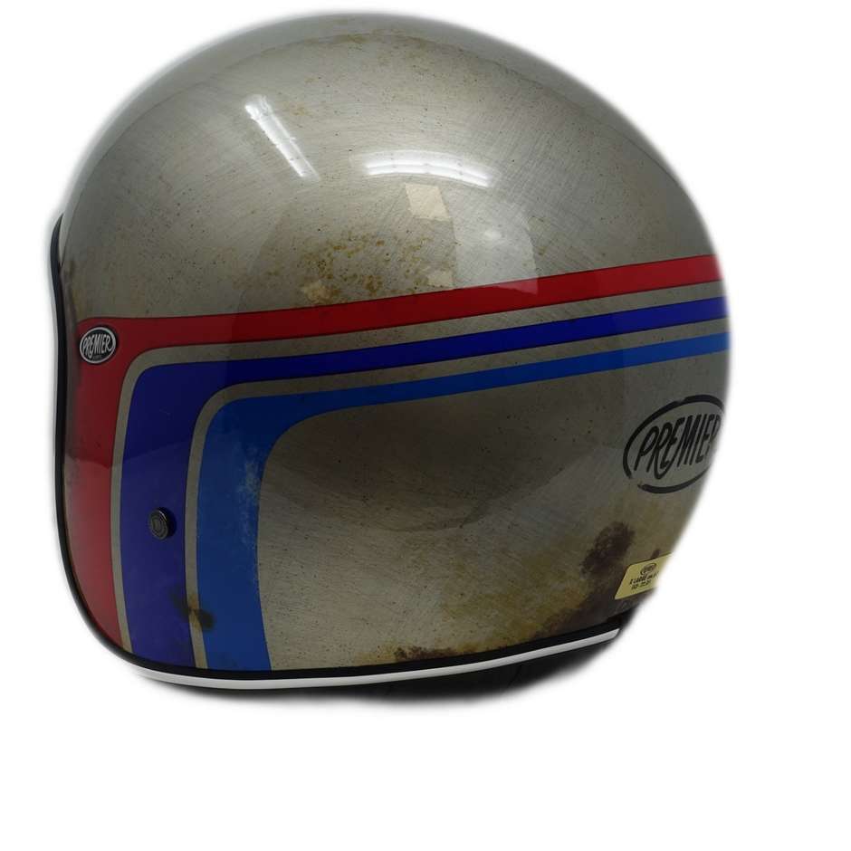 Motorcycle Helmet Jet Custom Premier VINTAGE BTR SILVER