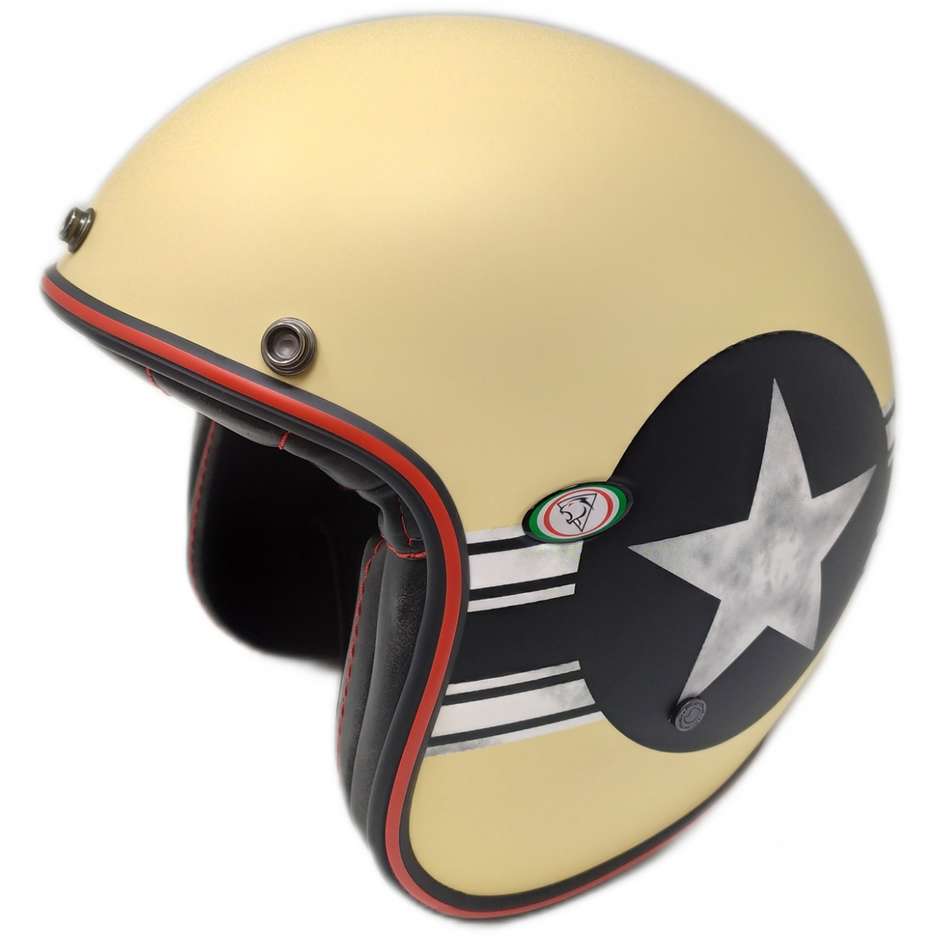 Motorcycle Helmet Jet Custom Premier VINTAGE CLASSIC STAR CAP CREME