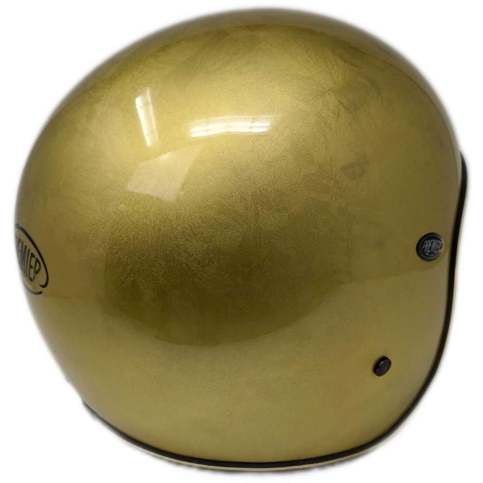 Motorcycle Helmet Jet Custom Premier VINTAGE DR GOLD