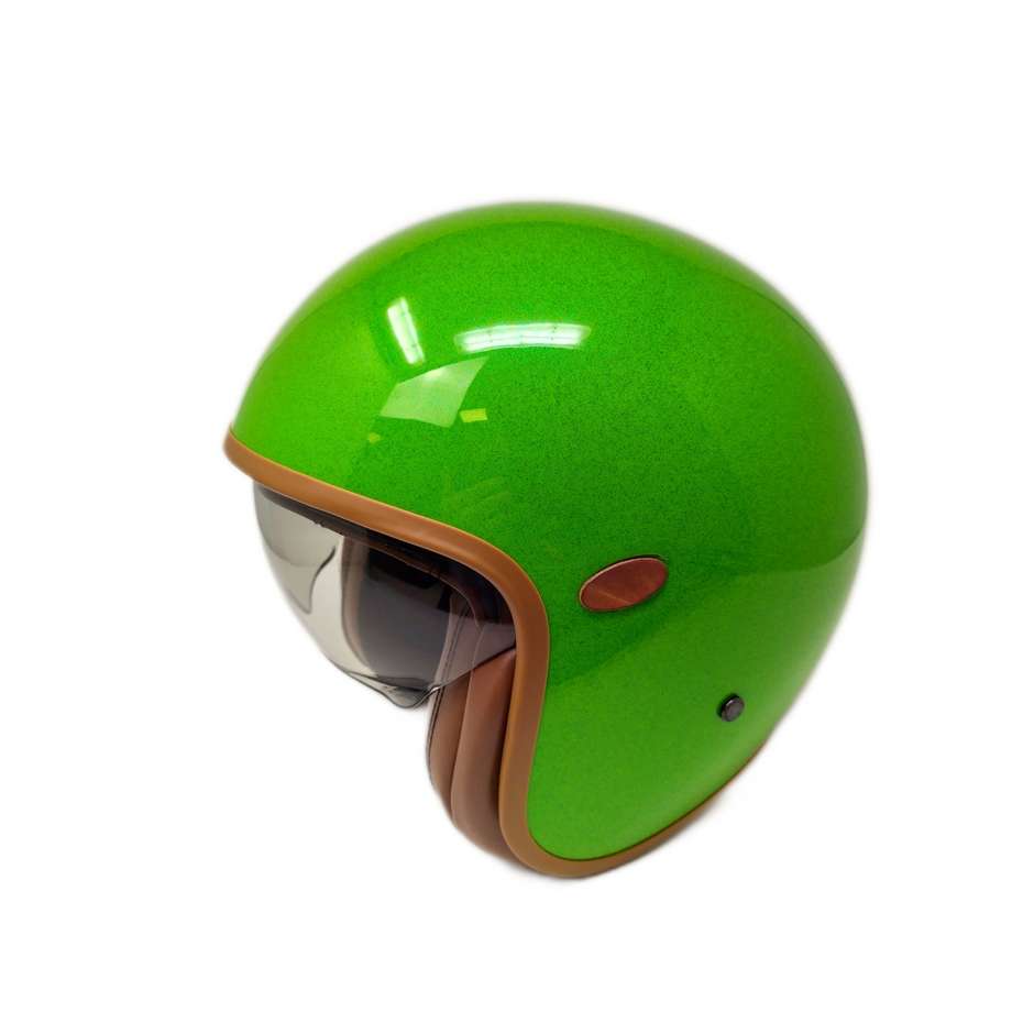 Motorcycle Helmet Jet Custom Premier VINTAGE GLITTER GREEN Limited Edition