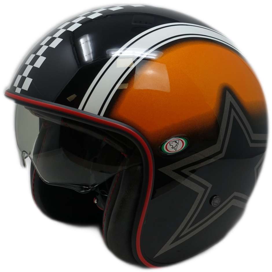 Motorcycle Helmet Jet Custom Premier VINTAGE MR STAR ORANGE Limited Edition