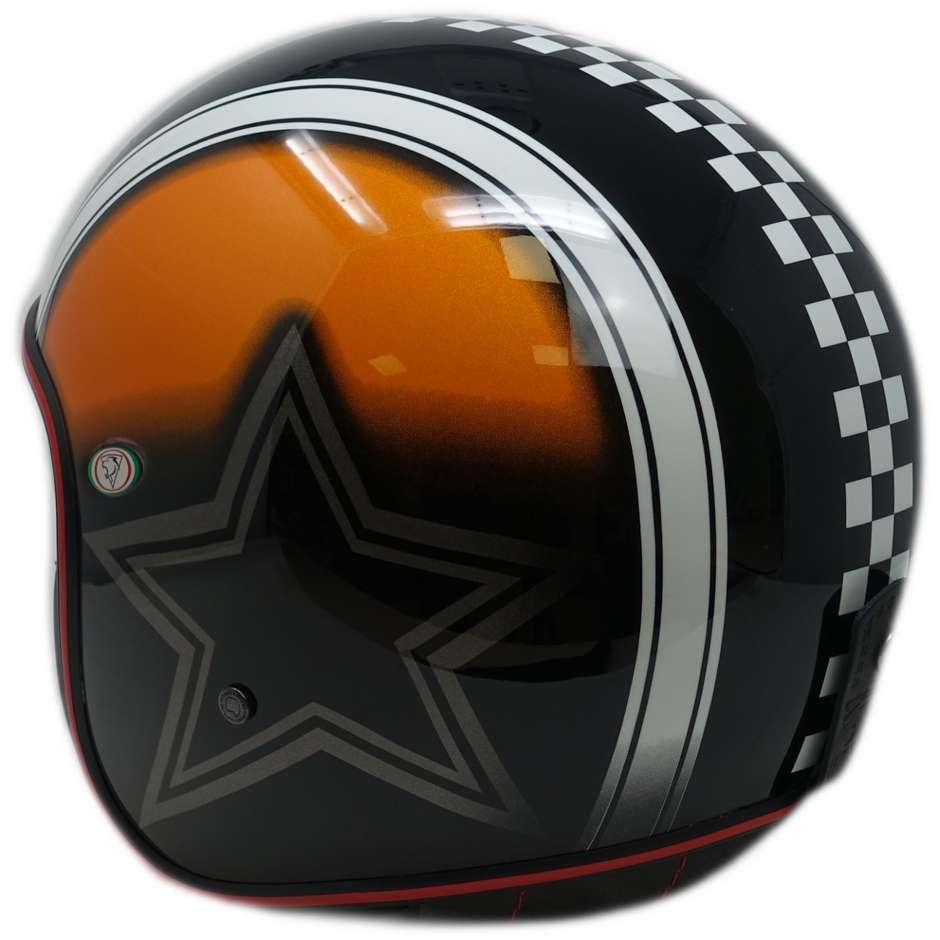Motorcycle Helmet Jet Custom Premier VINTAGE MR STAR ORANGE Limited Edition
