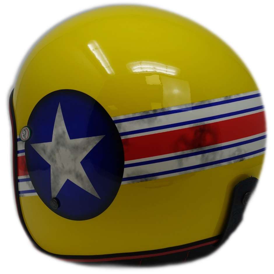 Motorcycle Helmet Jet Custom Premier VINTAGE MR STAR YELLOW