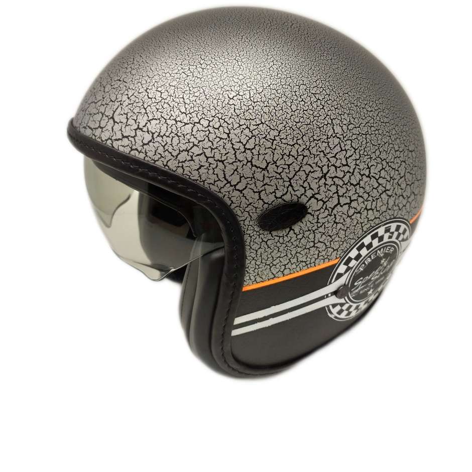 Motorcycle Helmet Jet Custom Premier VINTAGE SP CRAK GRAY BM Limited Edition