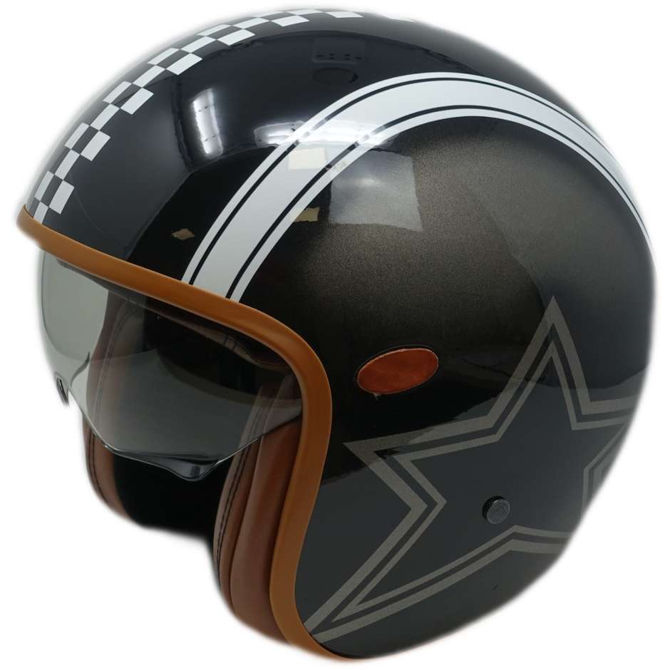 Motorcycle Helmet Jet Custom Premier VINTAGE STAR CK BLAK Limited Edition