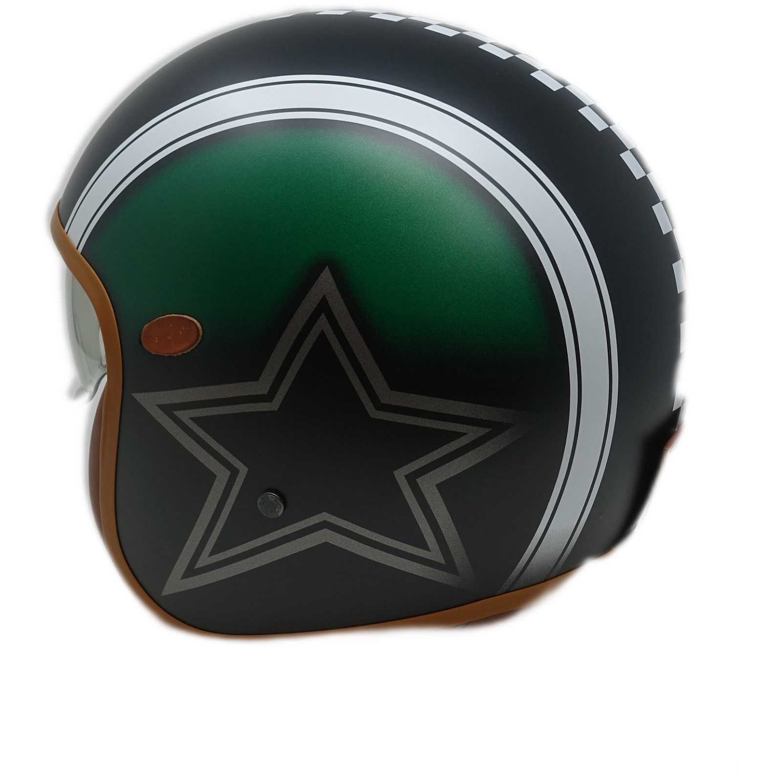 Casco Moto Jet DMD Vintage Star Green