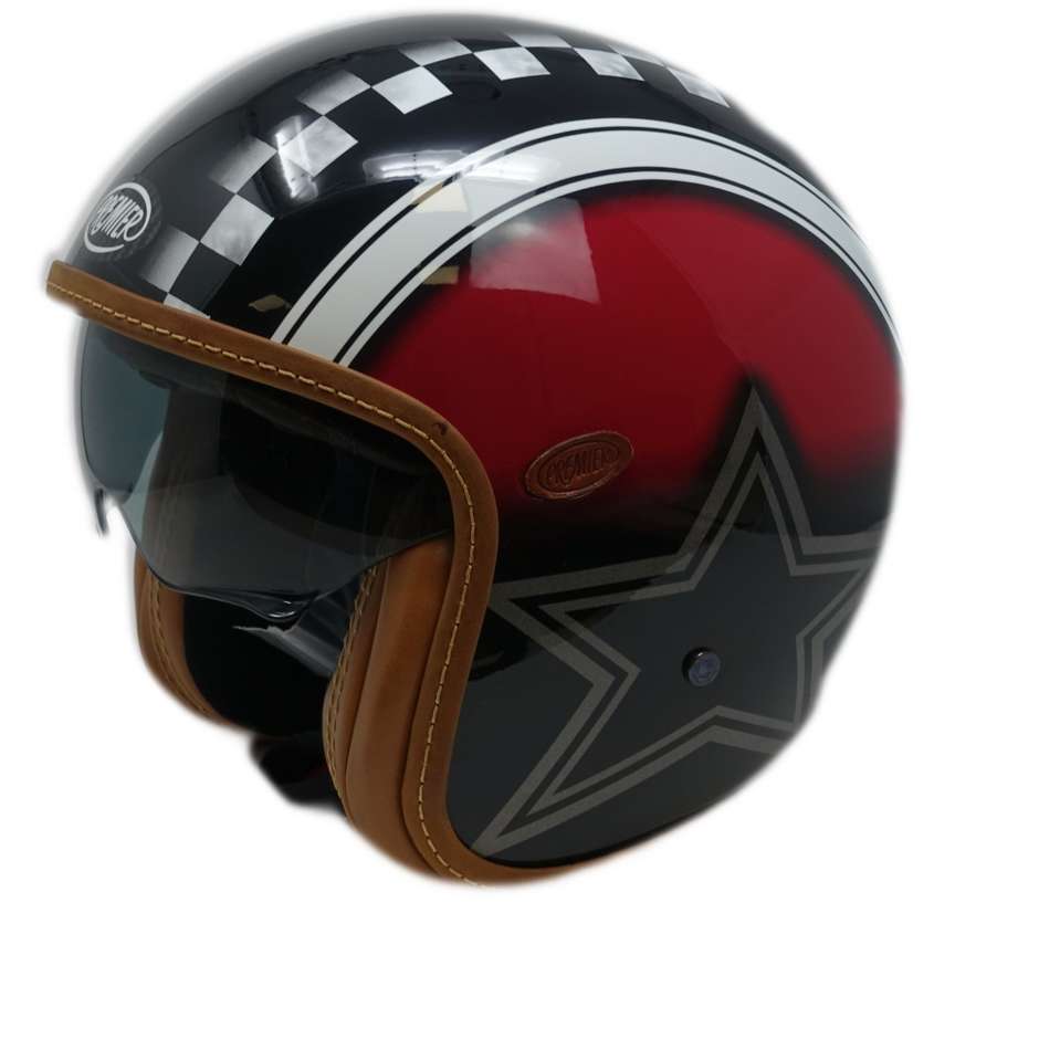 Motorcycle Helmet Jet Custom Premier VINTAGE STAR CK RED Limited Edition