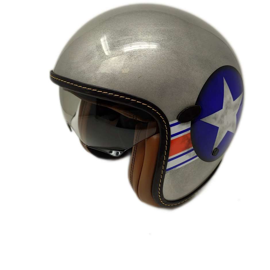 Motorcycle Helmet Jet Custom Premier VINTAGE STAR OLD GRAY Limited Edition.