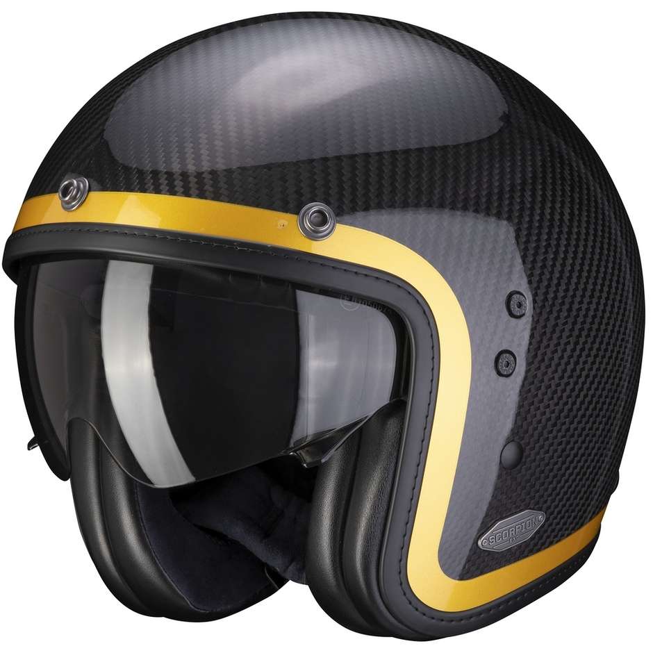 Motorcycle Helmet Jet Custom Scorpion BELFAST CARBON LOFTY Gold