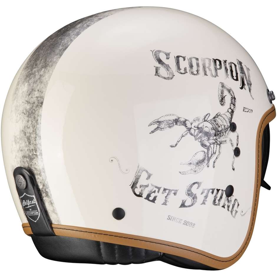 Motorcycle Helmet Jet Custom Scorpion BELFAST PIQUE Black Cream